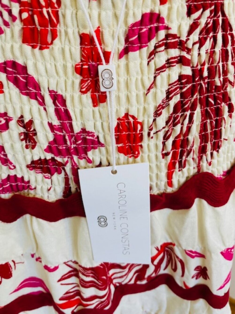 Caroline Constas Linen Blend 2 PC Skirt Crop Top Euro Set Ric Rac Trim NWT Large - Picture 6 of 11